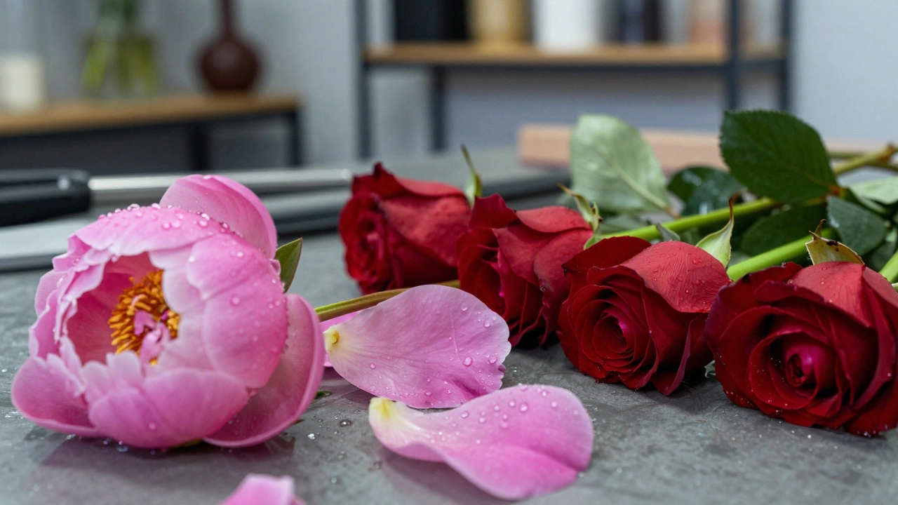 Fresh cut flowers being conditioned in a florist studio