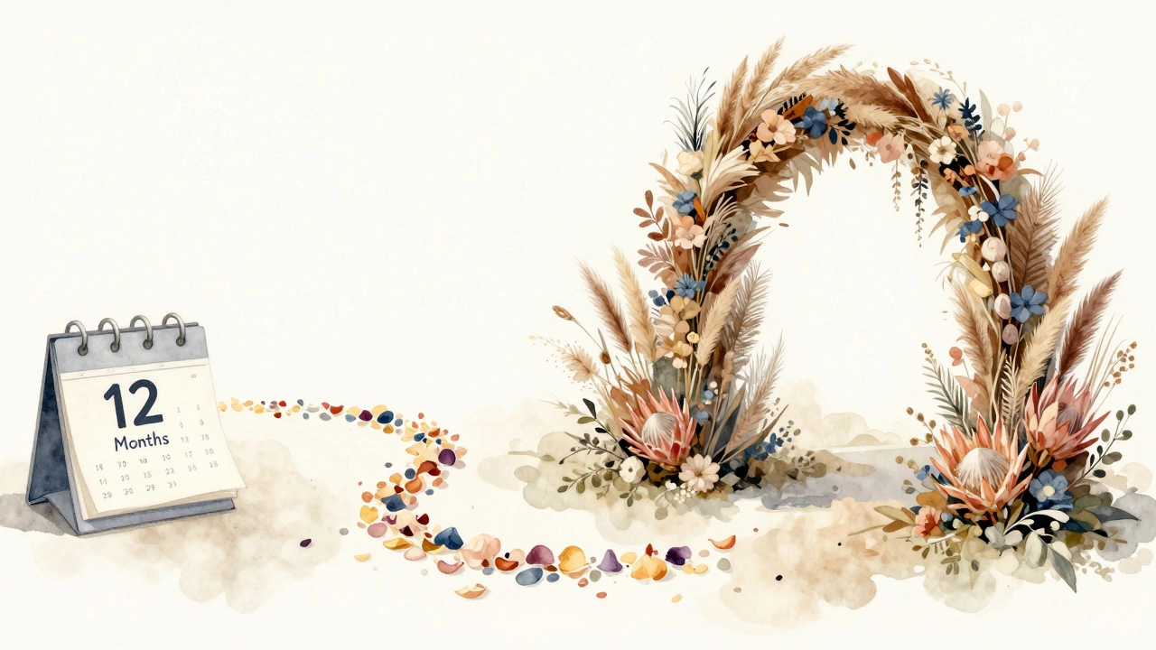 Watercolor timeline of wedding flower planning stages