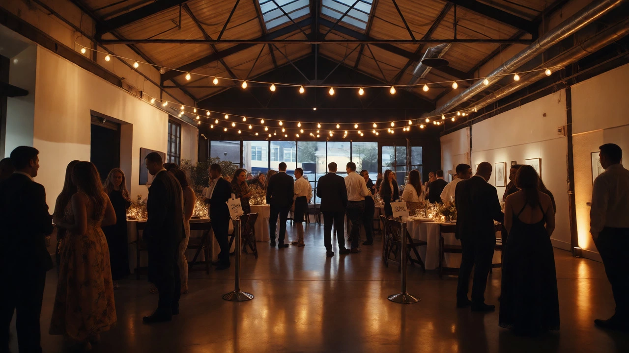 Intimate Tuesday evening wedding reception with relaxed cocktail vibe