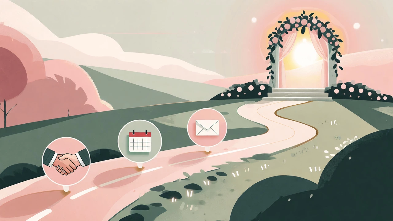 Conceptual path showing wedding photographer payment milestones